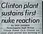Clinton Plant Sustains First Nuclear Reaction