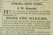 Detailed list of drugs and medicines available at JW Jaquith's Urbana Drug Store