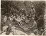 French soldiers resting in woods while on march